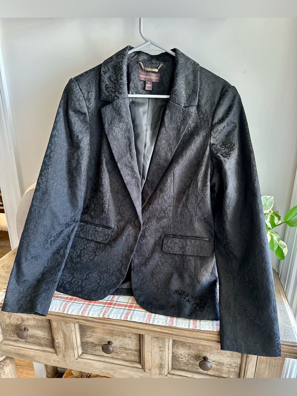 Dana Buchman Black Jacquard Tailored Blazer